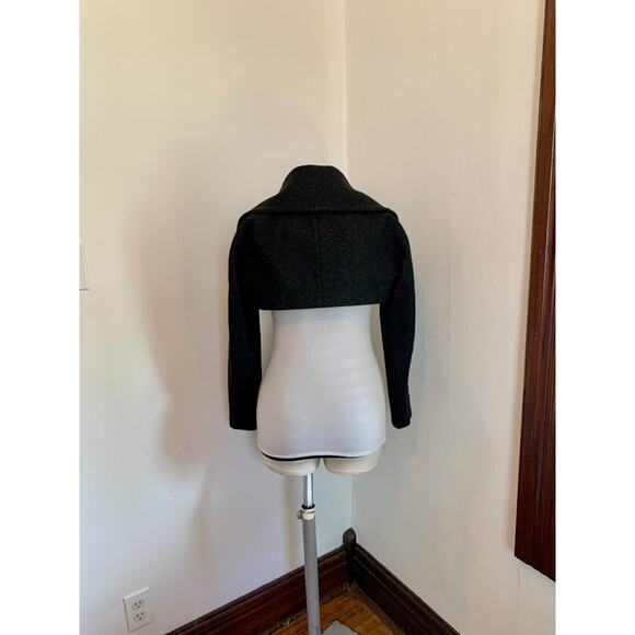 Shipley Halmos Cropped Dark Charcoal Grey Wool Bolero Jacket Shrug XS Collar - Picture 9 of 16